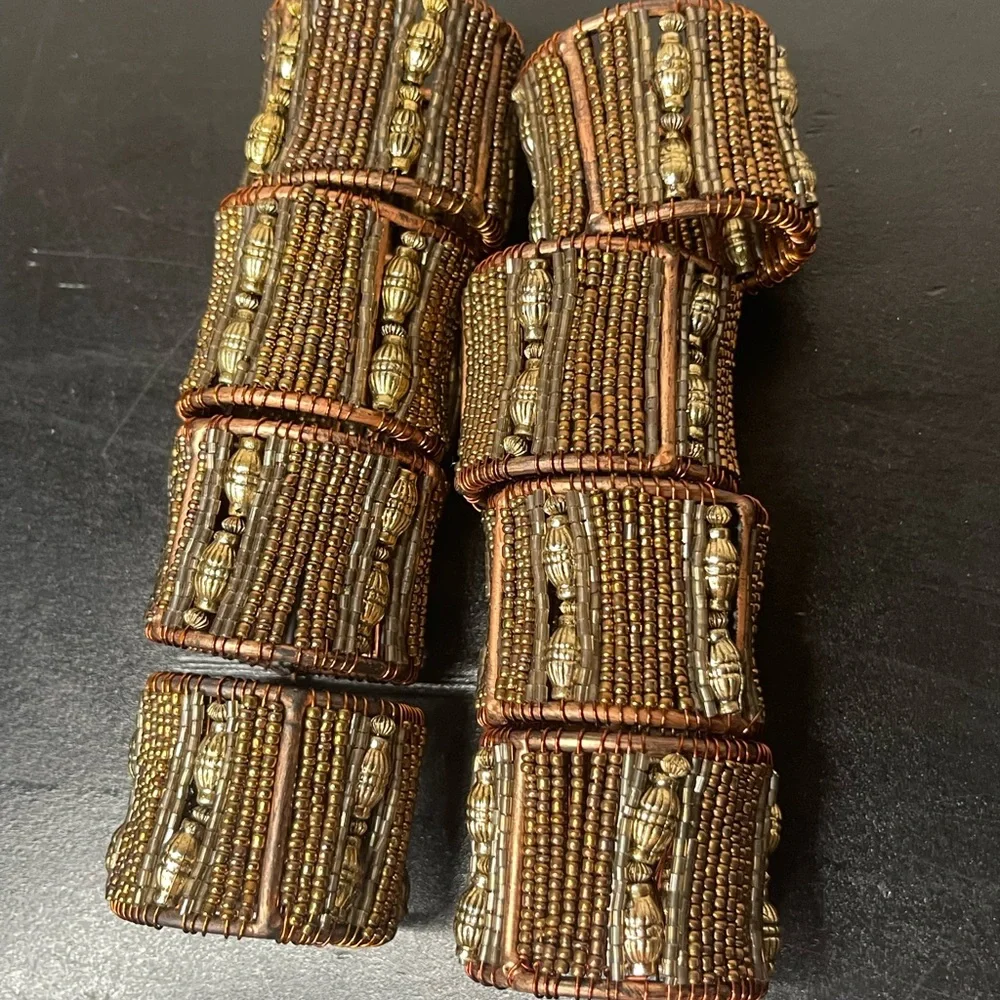 Beaded Napkin Rings Set 8 total
